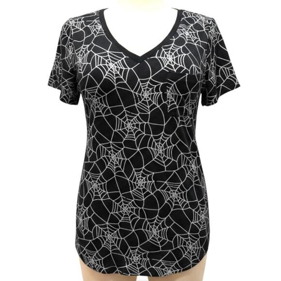 Torrid 2 (2X) Spiderweb Tattoo Heritage Slub V Neck Pocket T Shirt Punk Gothic - Picture 1 of 3